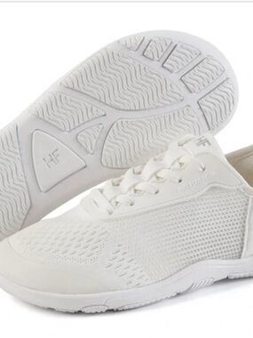 HF All-White Women's Knit Lace-Up Sneakers